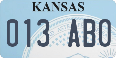 KS license plate 013ABO