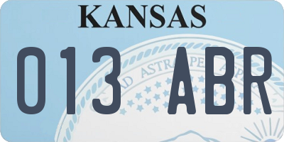 KS license plate 013ABR