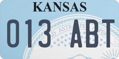 KS license plate 013ABT