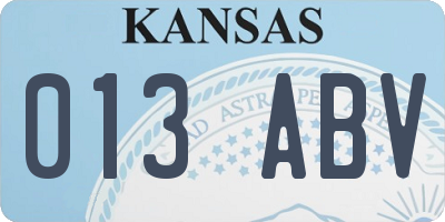 KS license plate 013ABV