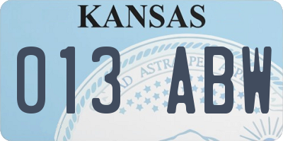 KS license plate 013ABW