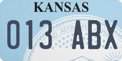KS license plate 013ABX