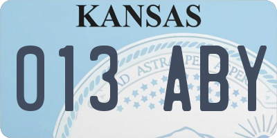 KS license plate 013ABY