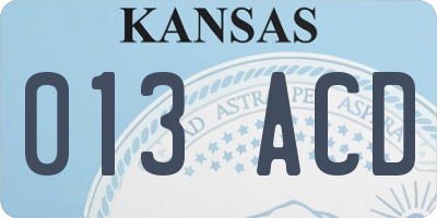 KS license plate 013ACD