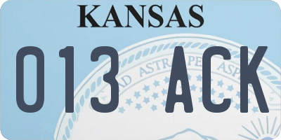 KS license plate 013ACK