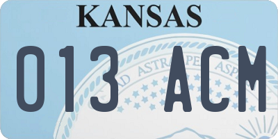 KS license plate 013ACM