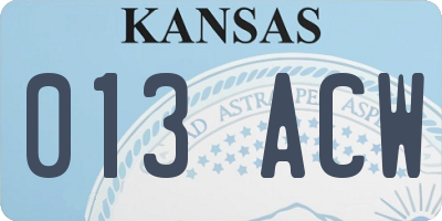 KS license plate 013ACW
