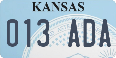 KS license plate 013ADA