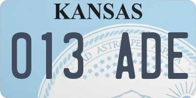 KS license plate 013ADE