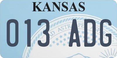 KS license plate 013ADG