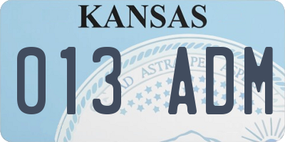 KS license plate 013ADM