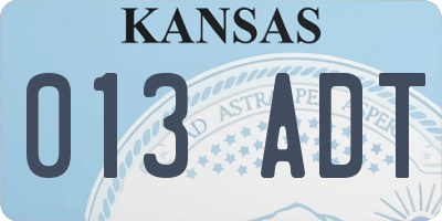 KS license plate 013ADT