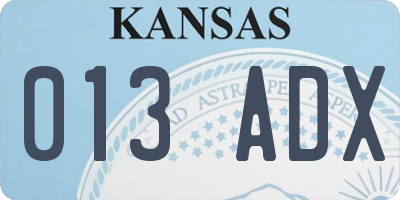 KS license plate 013ADX