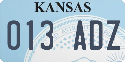 KS license plate 013ADZ