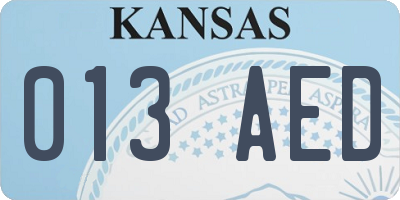 KS license plate 013AED