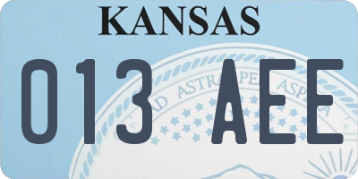 KS license plate 013AEE