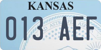 KS license plate 013AEF