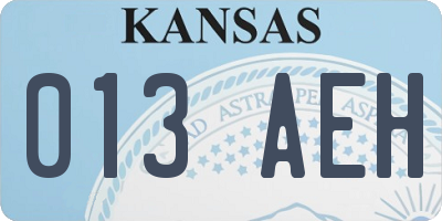 KS license plate 013AEH