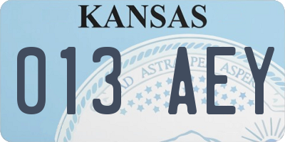 KS license plate 013AEY