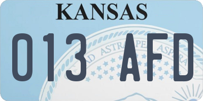 KS license plate 013AFD