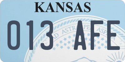 KS license plate 013AFE