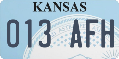 KS license plate 013AFH