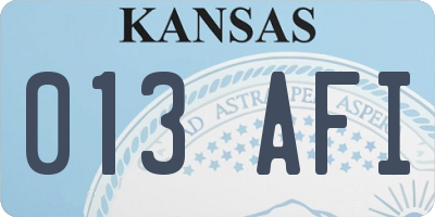 KS license plate 013AFI