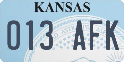 KS license plate 013AFK