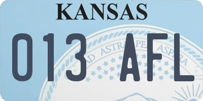 KS license plate 013AFL
