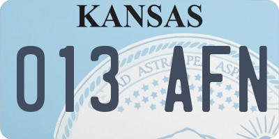 KS license plate 013AFN
