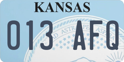 KS license plate 013AFQ