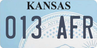 KS license plate 013AFR