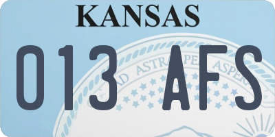 KS license plate 013AFS