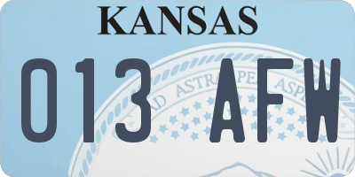 KS license plate 013AFW
