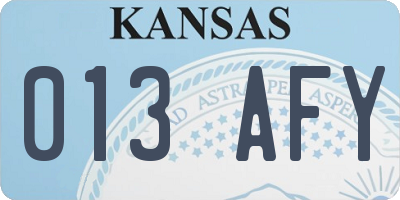 KS license plate 013AFY