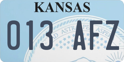 KS license plate 013AFZ