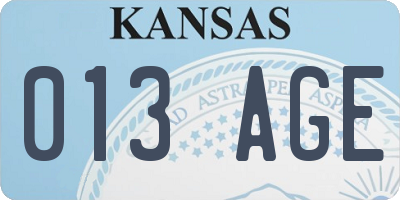 KS license plate 013AGE
