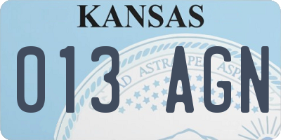KS license plate 013AGN