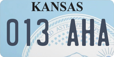 KS license plate 013AHA