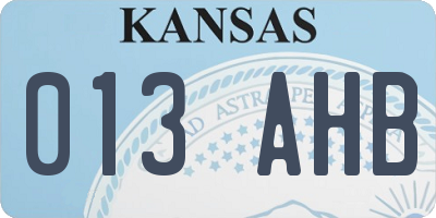 KS license plate 013AHB