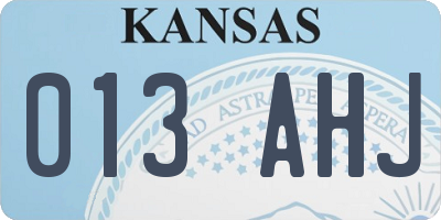 KS license plate 013AHJ