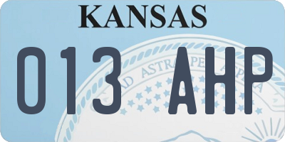 KS license plate 013AHP