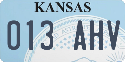 KS license plate 013AHV