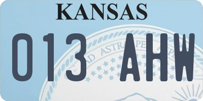 KS license plate 013AHW