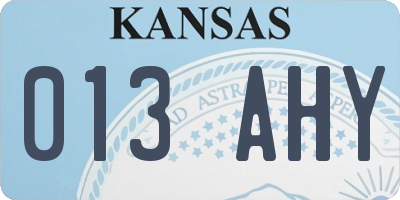 KS license plate 013AHY