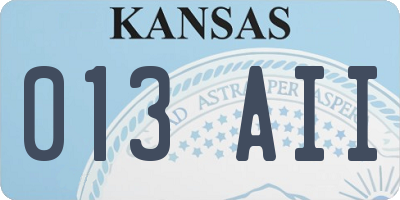 KS license plate 013AII