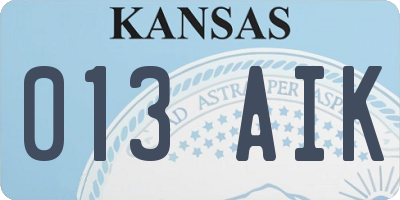 KS license plate 013AIK