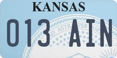 KS license plate 013AIN