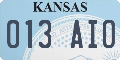 KS license plate 013AIO