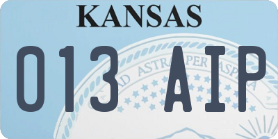 KS license plate 013AIP